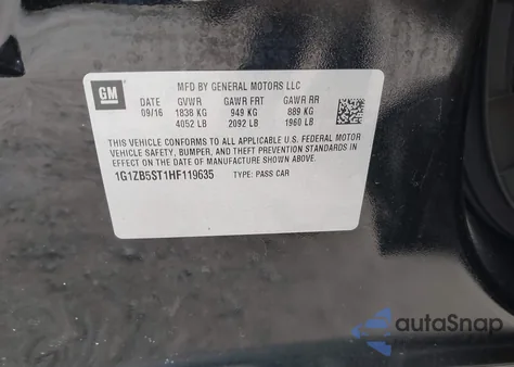 2017 Chevrolet Malibu Ls from USA, damaged, VIN 1G1ZB5ST1HF119635